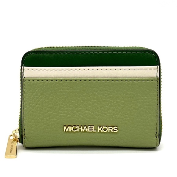 Michael Kors Medium Jet Set Travel ZA CardCase Wallet Fern Green Multi